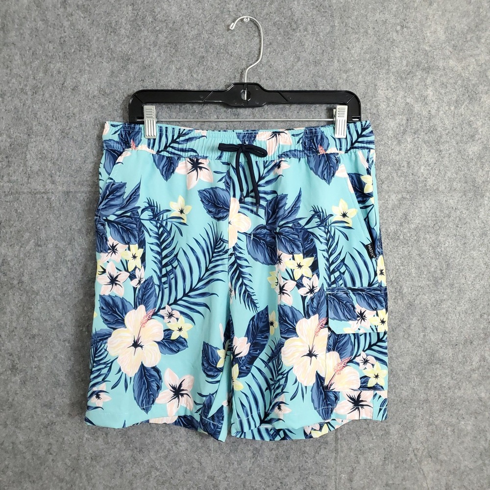 Matix Gusto Board Shorts Men M Blue Trunks Floral AOP Pocket Stash Pouch Dry Bag